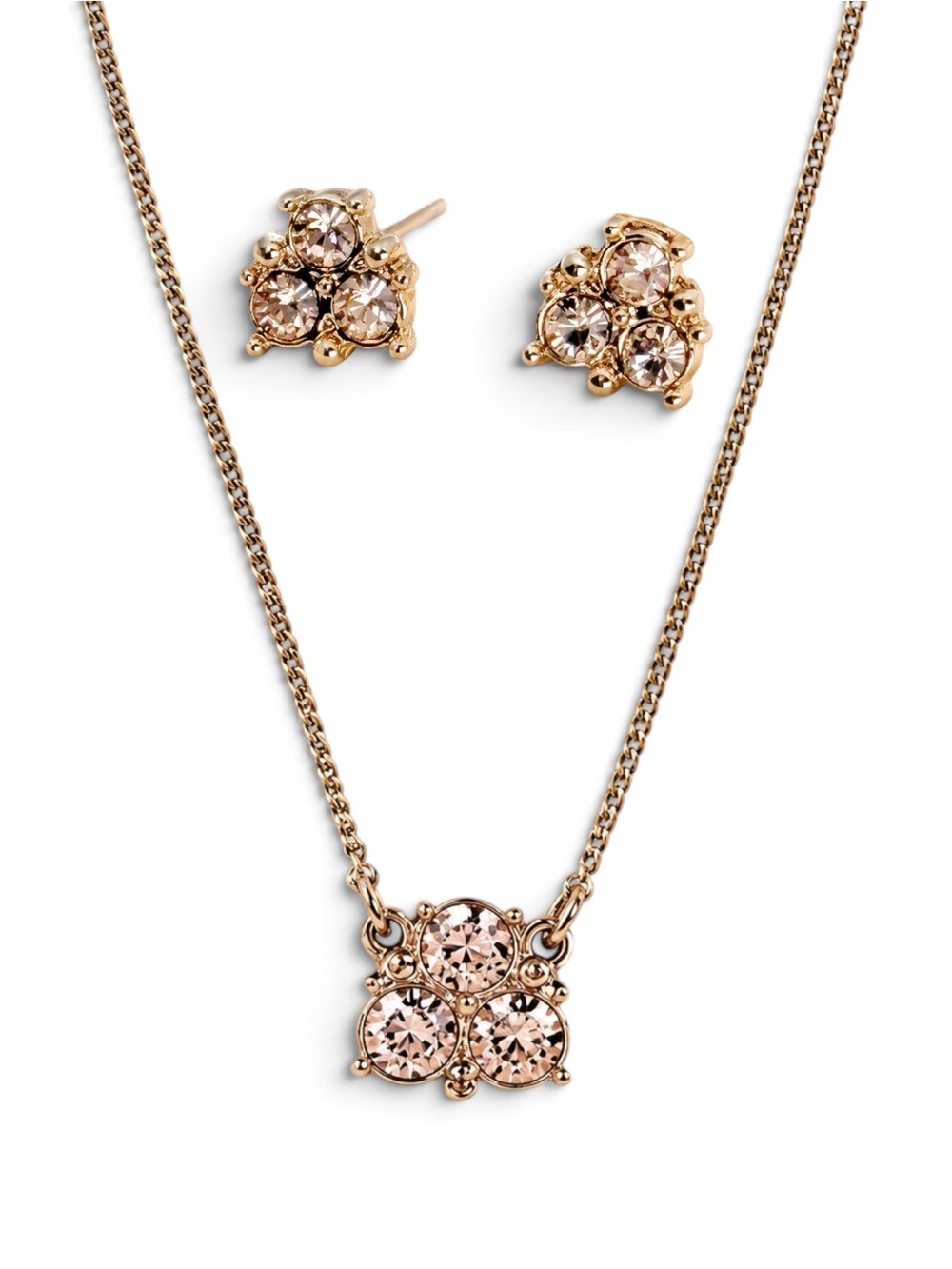 Givenchy Gold-Tone Crystal Cluster Necklace & Stud Earrings Set
